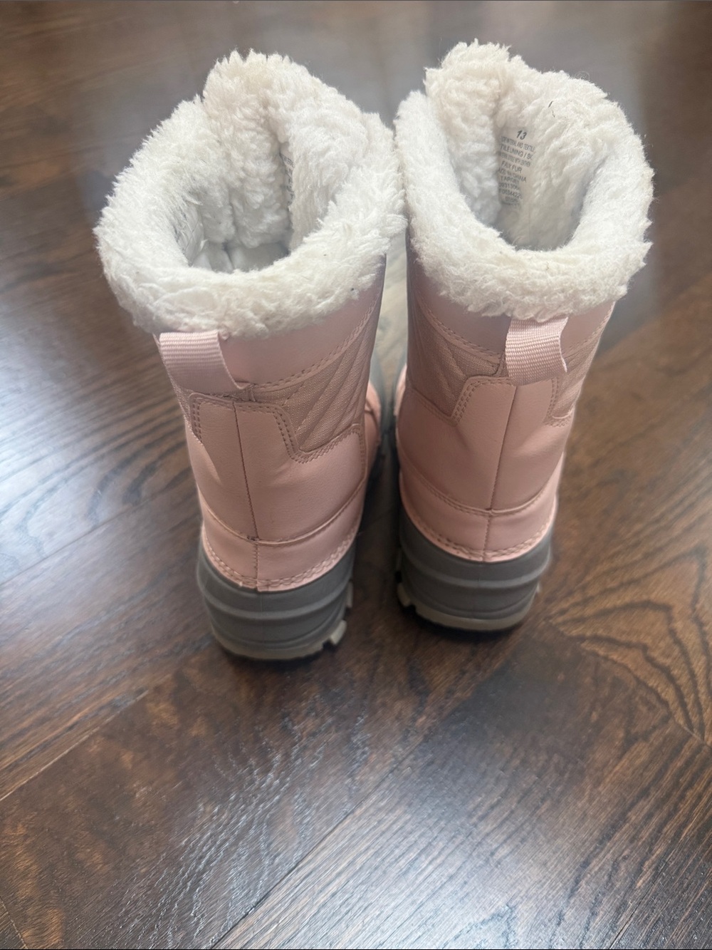 All In Motion Kids Skylar Leather Faux Fur Waterproof Winter Boots Blush size 13 - Picture 2 of 7